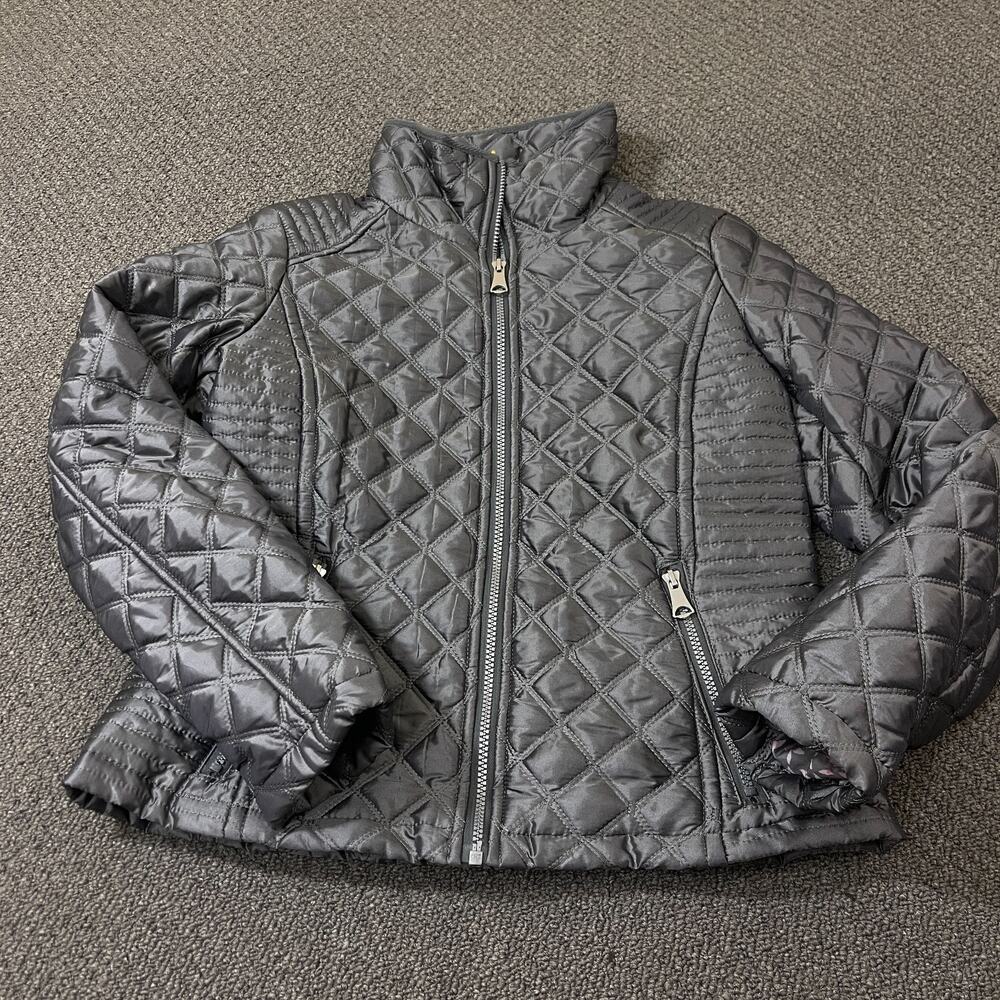 Andrew Marc New York Jacket Womens Size Small S Puffer Puffy Gray Full Zip Grey